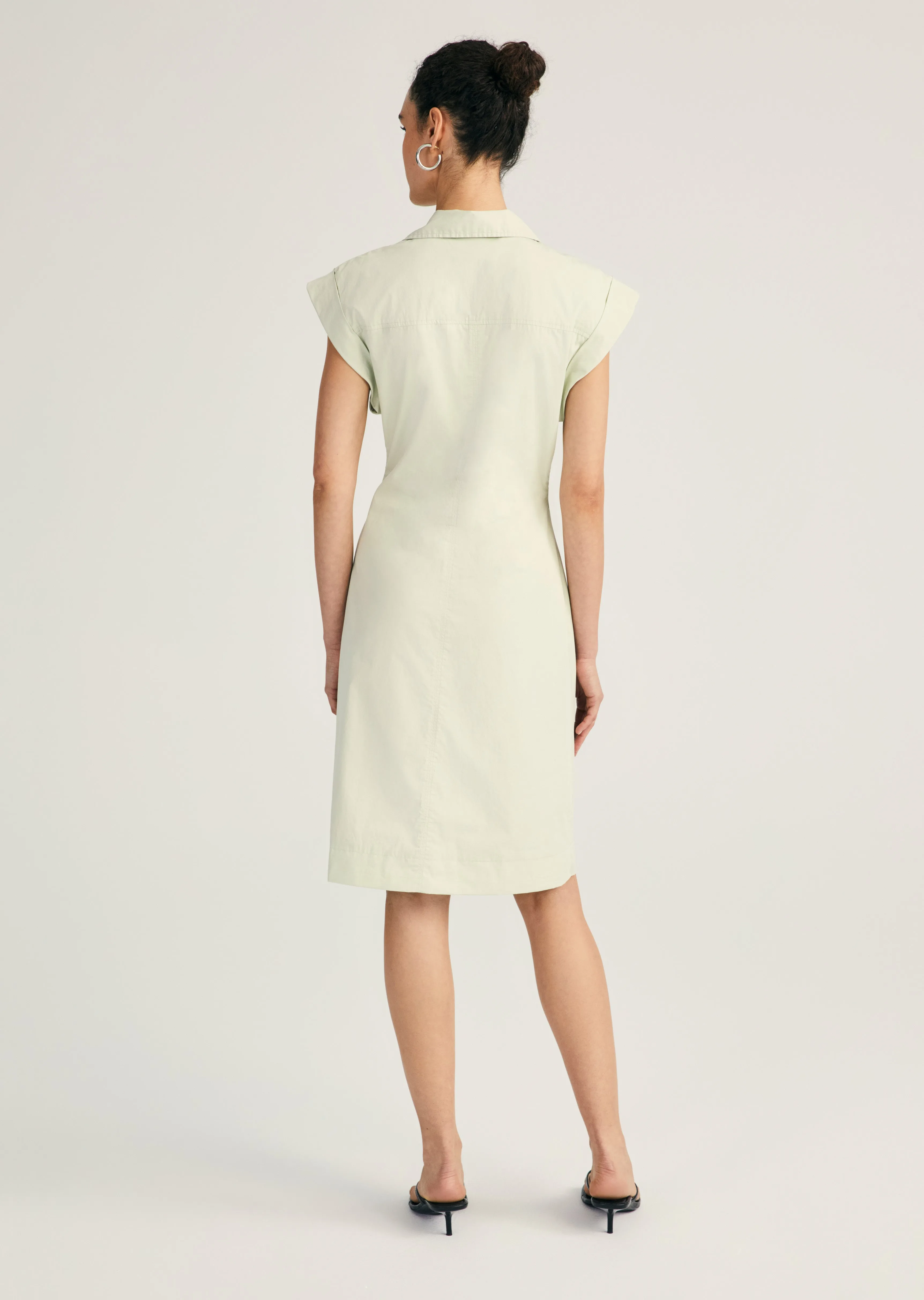 Evi Short Sleeve Buttoned Shirt Dress - Jadeite