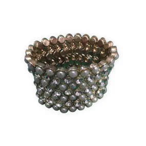 Faux pearls bangle bracelet