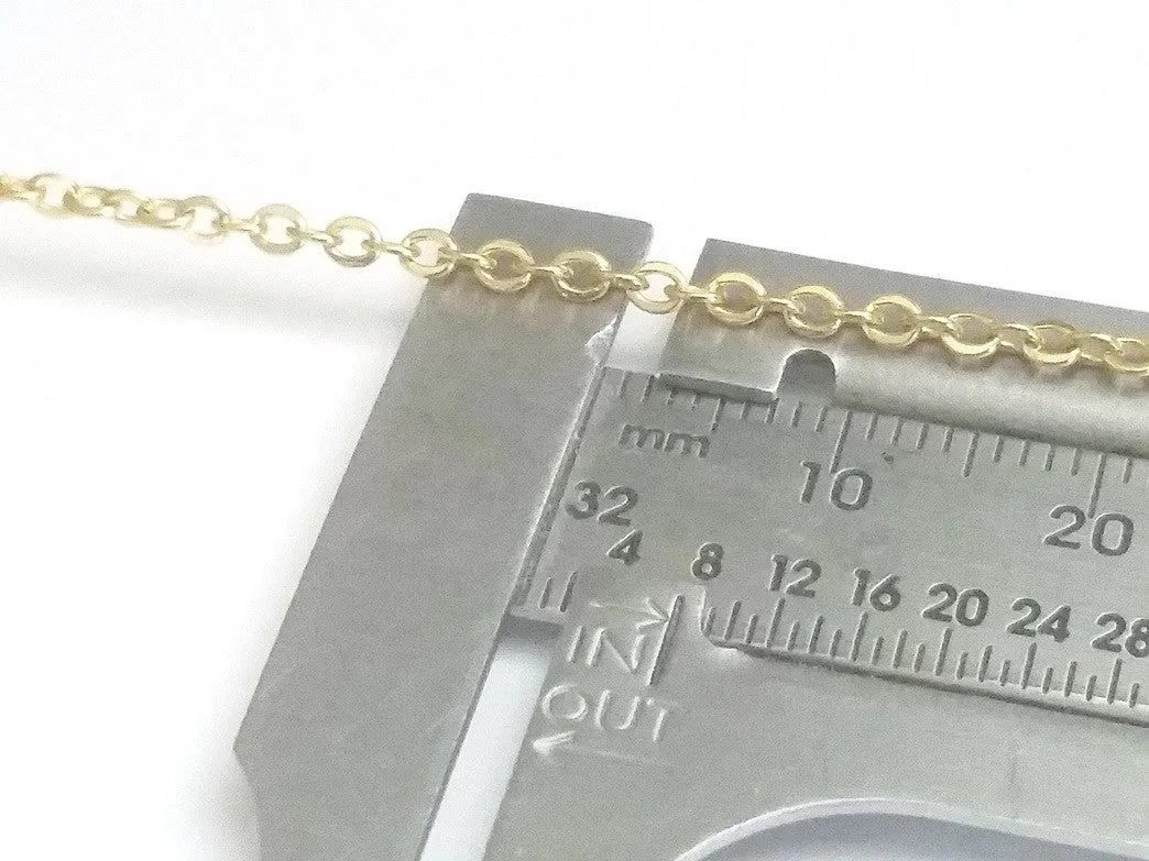 Fine Gold Stainless Chain, 3x2mm Flattened Oval Links, Bulk 50 Meters on a Spool, #1909 G