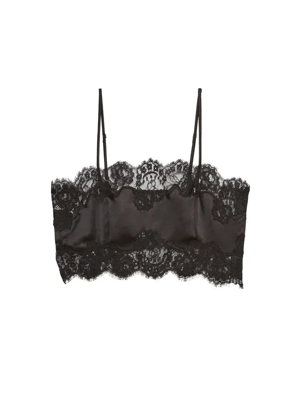 Fleur Du Mal Silk & Lace Bandeau Top | Black