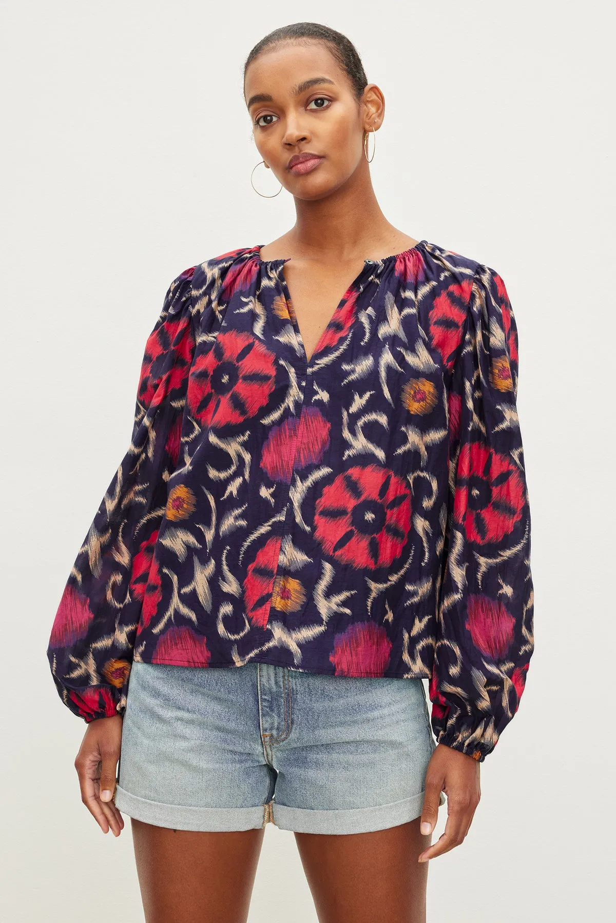 FRASER PRINTED SILK COTTON VOILE TOP