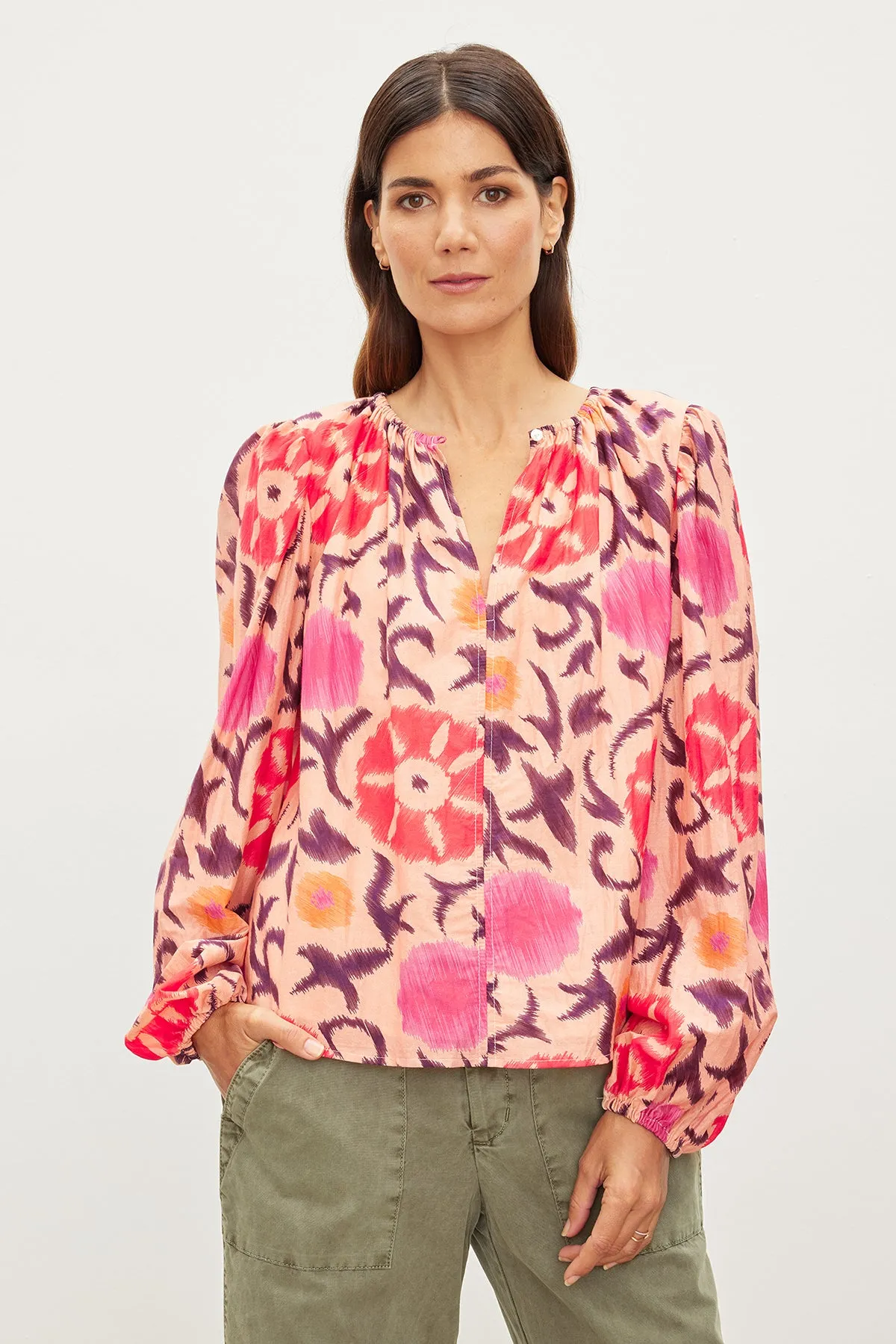 FRASER PRINTED SILK COTTON VOILE TOP