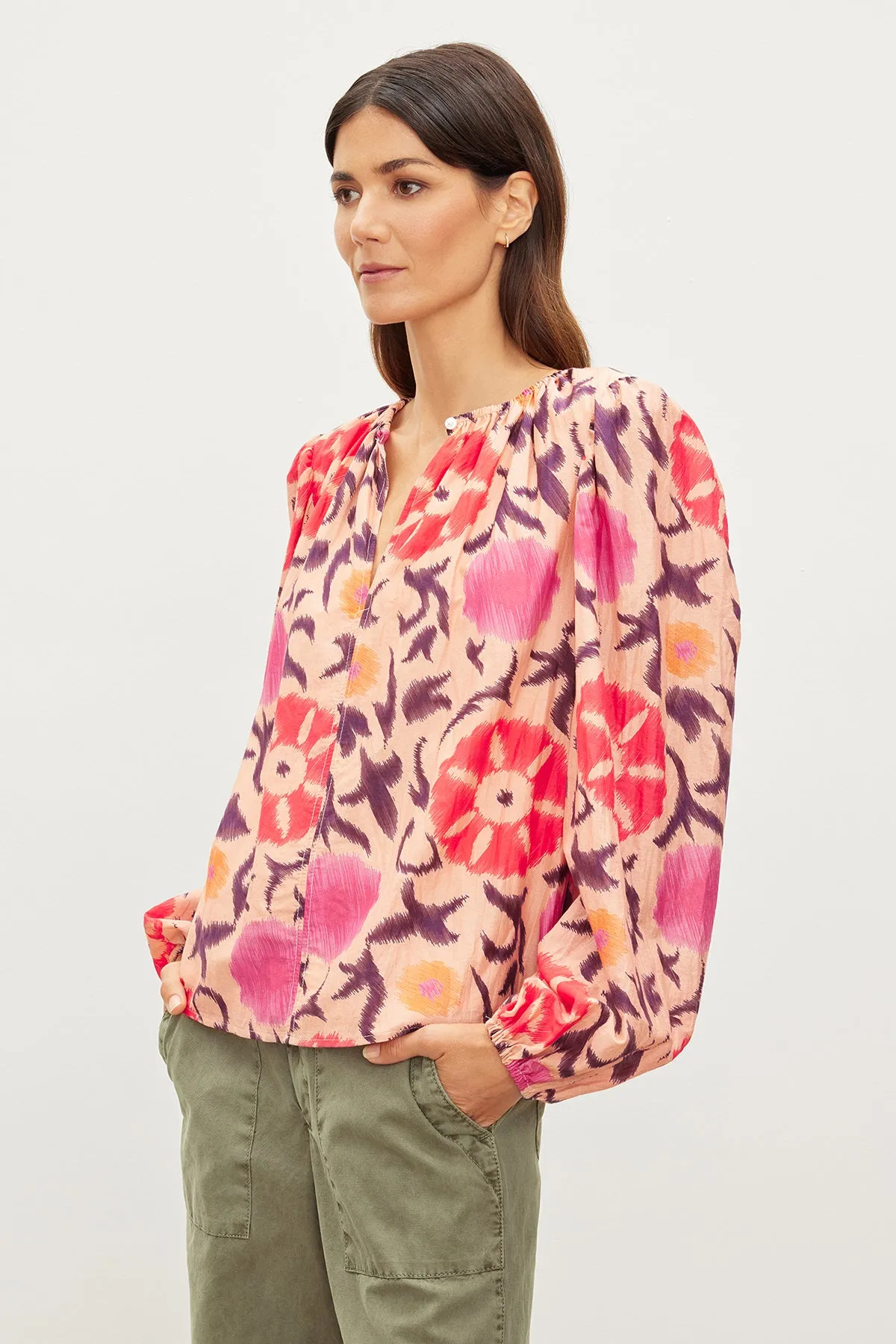 FRASER PRINTED SILK COTTON VOILE TOP