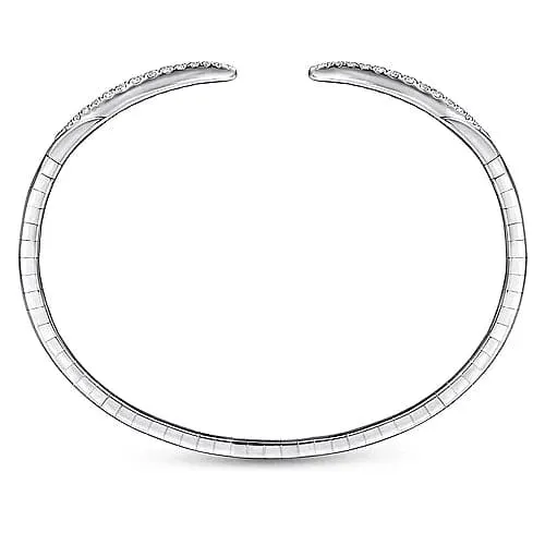 Gabriel & Co. White Gold Split Diamond Spike Bangle