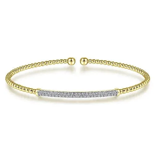 Gabriel & Co. Yellow Gold Bujukan Diamond Bar Split Bangle