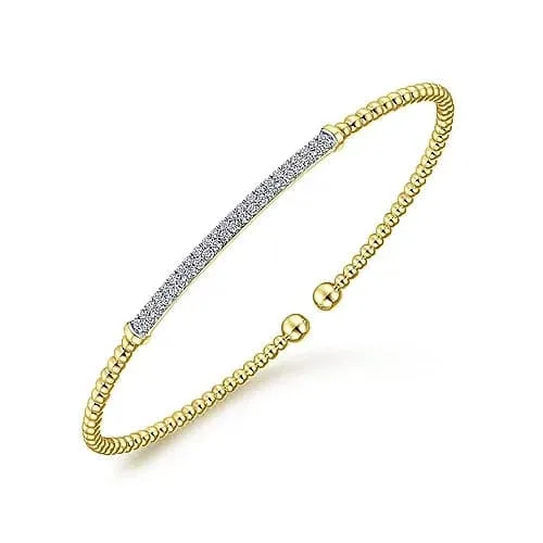 Gabriel & Co. Yellow Gold Bujukan Diamond Bar Split Bangle