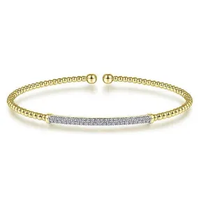 Gabriel & Co. Yellow Gold Bujukan Diamond Bar Split Bangle