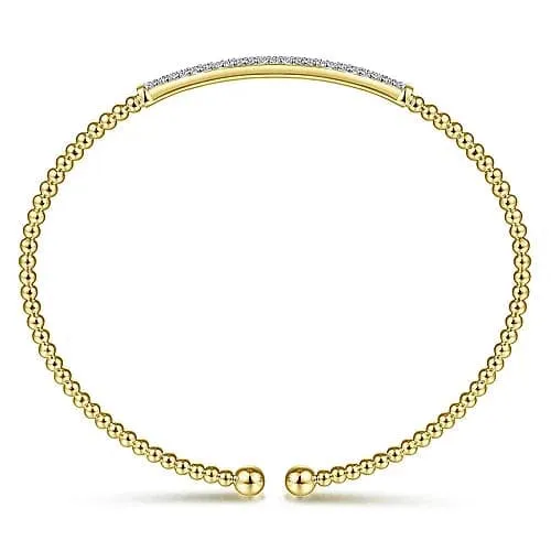 Gabriel & Co. Yellow Gold Bujukan Diamond Bar Split Bangle