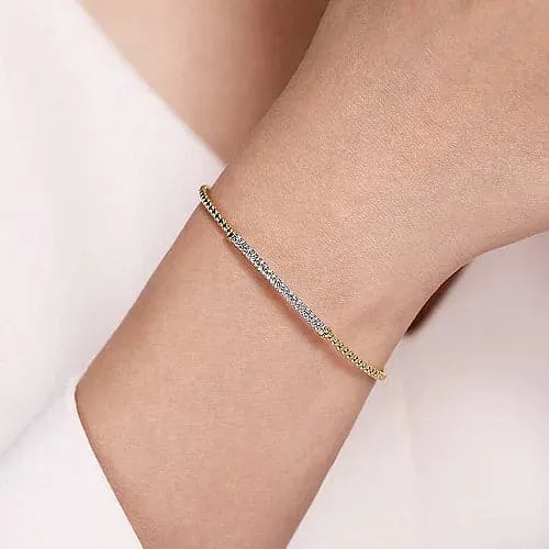 Gabriel & Co. Yellow Gold Bujukan Diamond Bar Split Bangle