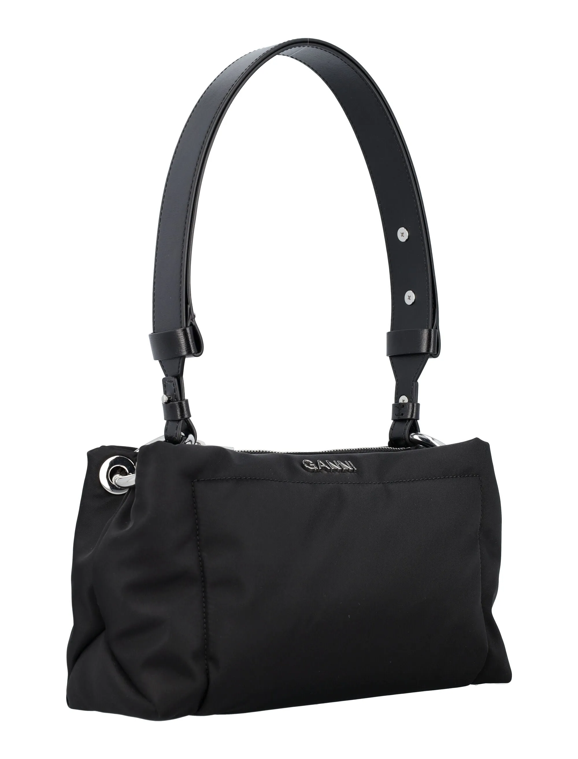 Ganni Medium Logo Detailed Shoulder Bag