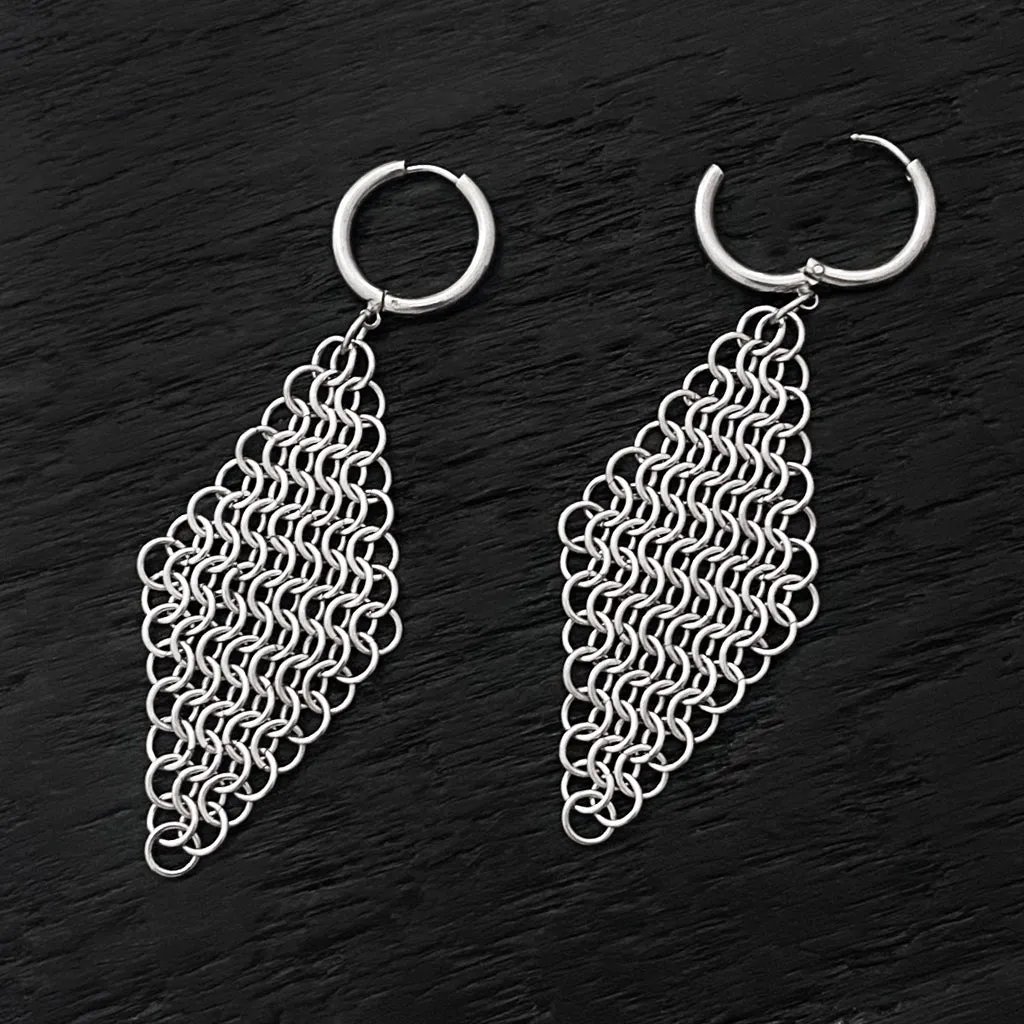 GAUGED Large Chainmaille Diamonds on Hoops