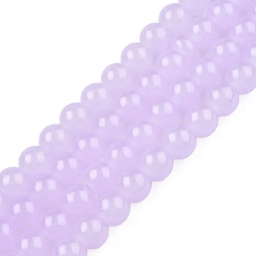 Glass Beads, Imitation Jade, Round, Lilac, 8mm