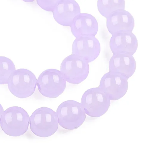 Glass Beads, Imitation Jade, Round, Lilac, 8mm