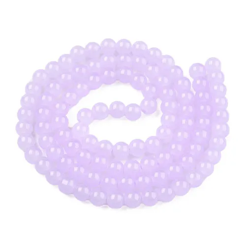 Glass Beads, Imitation Jade, Round, Lilac, 8mm