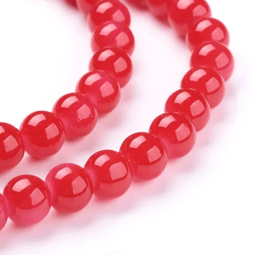 Glass Beads, Imitation Jade, Round, Red, 8mm