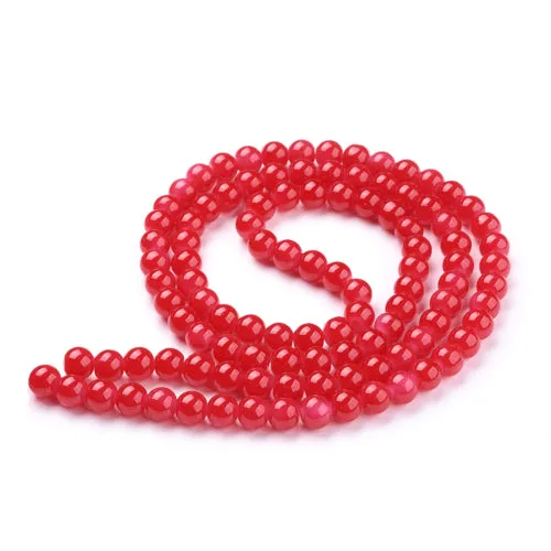 Glass Beads, Imitation Jade, Round, Red, 8mm