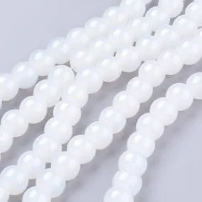 Glass Beads, Imitation Jade, Round, White, 8mm