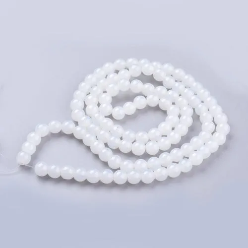 Glass Beads, Imitation Jade, Round, White, 8mm