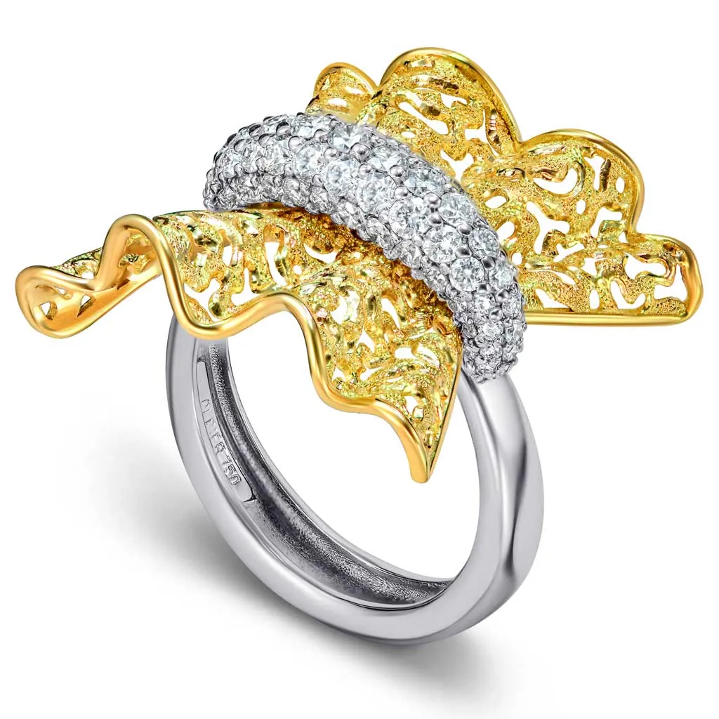 Gold Bowtie Ring with Diamonds