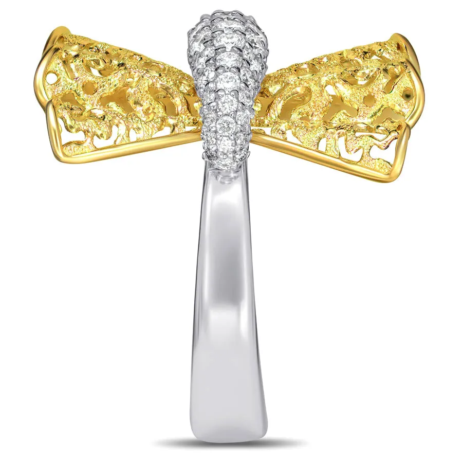 Gold Bowtie Ring with Diamonds