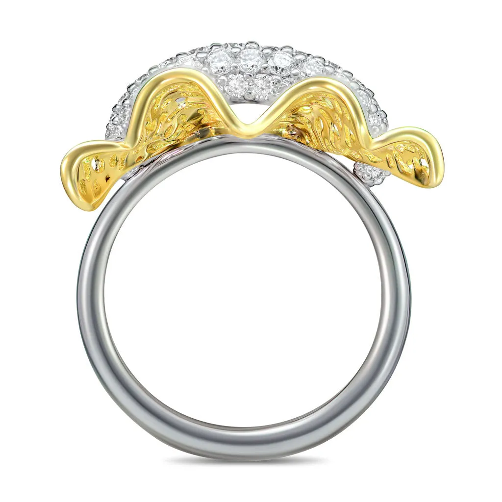 Gold Bowtie Ring with Diamonds