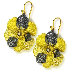 Gold Coronaria Earrings with Champagne Diamonds