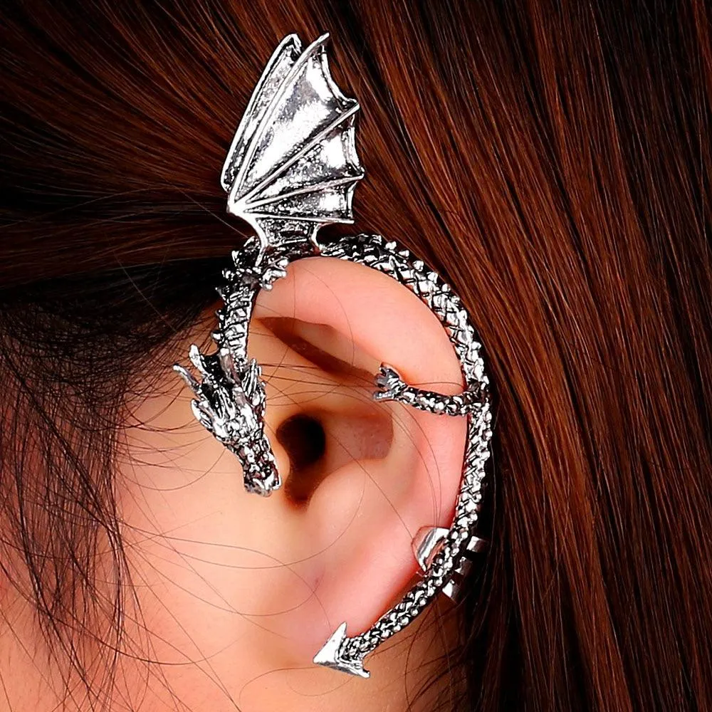 Gothic Dragon Wing Ear Cuff Earrings For Women