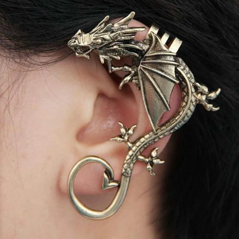 Gothic Dragon Wing Ear Cuff Earrings For Women