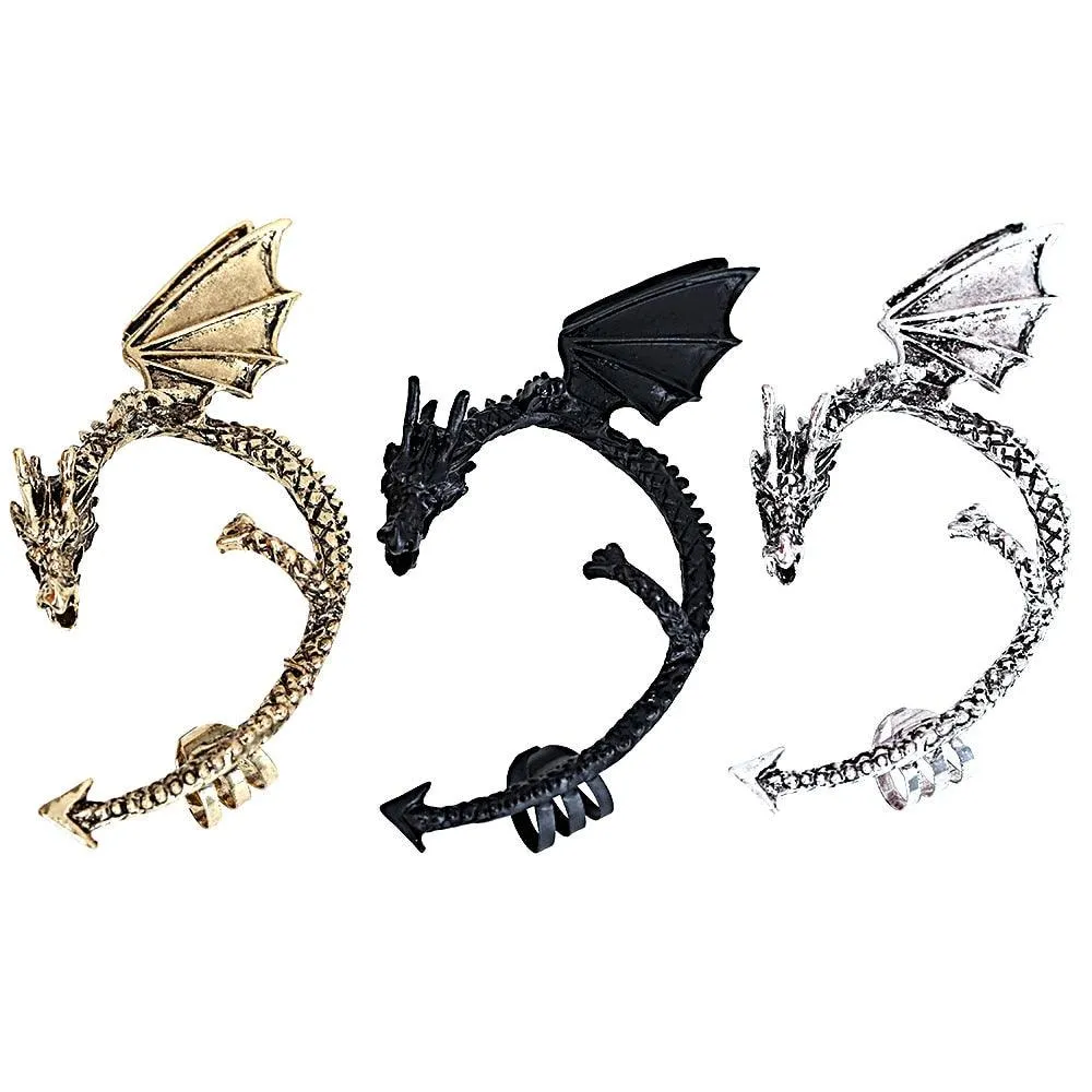 Gothic Dragon Wing Ear Cuff Earrings For Women