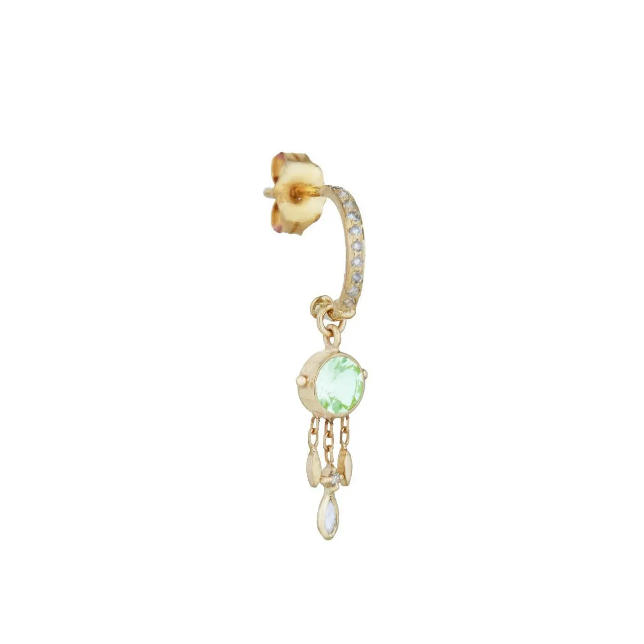 Green Tourmaline & Dangling Diamonds Earring