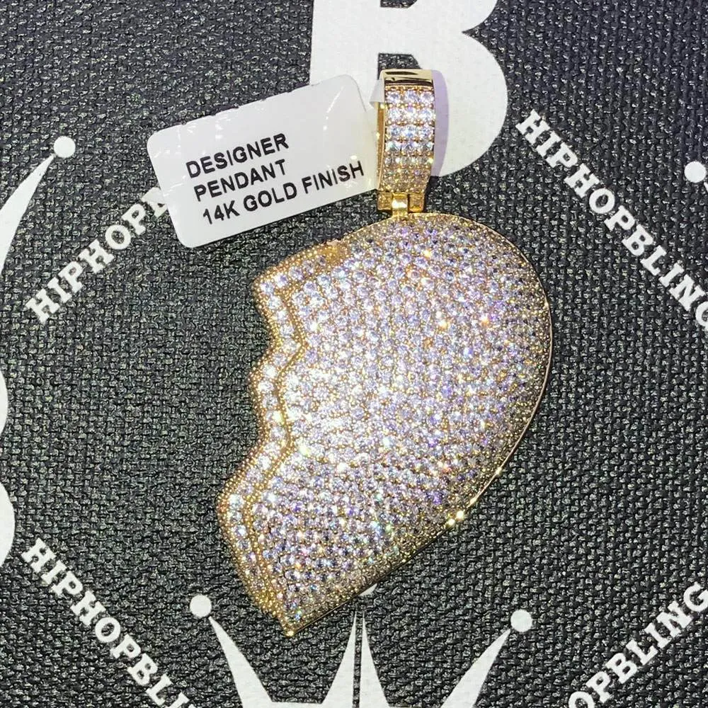 Half Broken Heart CZ Hip Hop Bling Bling Pendant