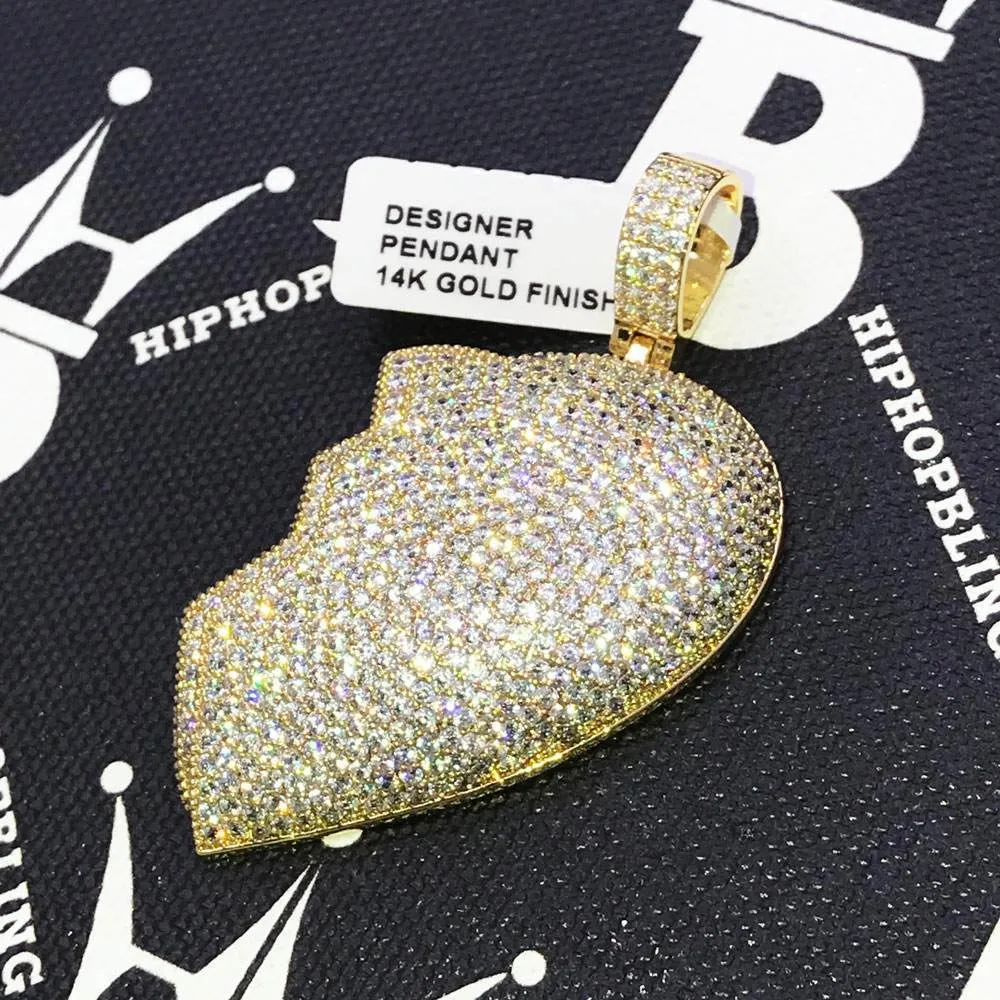 Half Broken Heart CZ Hip Hop Bling Bling Pendant