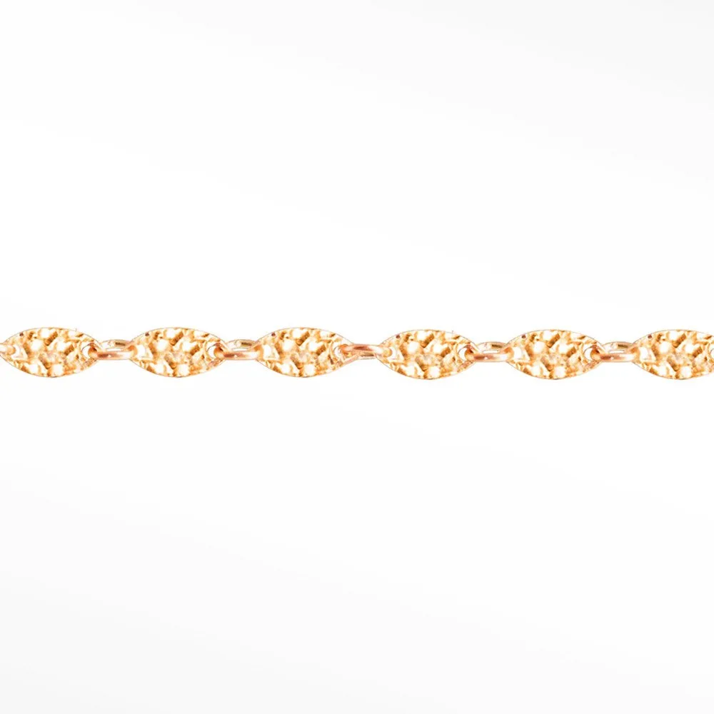 Hammer Marquise Tiny 4.5mm 14k Rose Gold Chain Designer Line for Permanent Jewelry Sold by the Inch