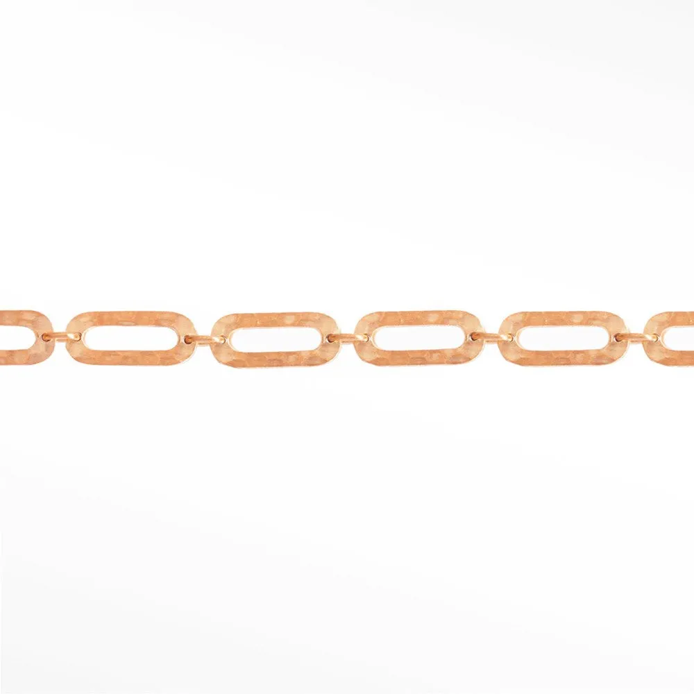 Hammer Paperclip 8mm 14k Rose Gold Chain Designer Line for Permanent Jewelry Sold by the Inch