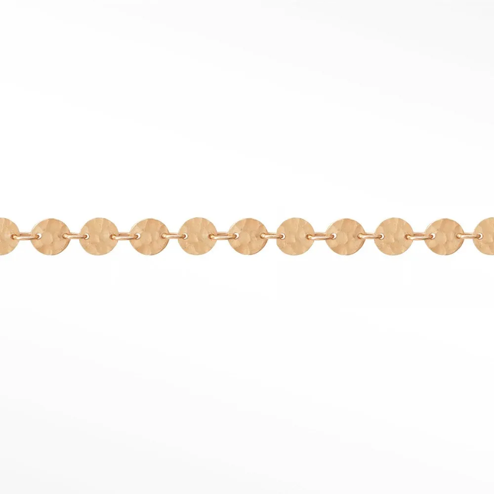 Hammer Round 3mm 14k Rose Gold Chain Designer Line for Permanent Jewelry Sold by the inch