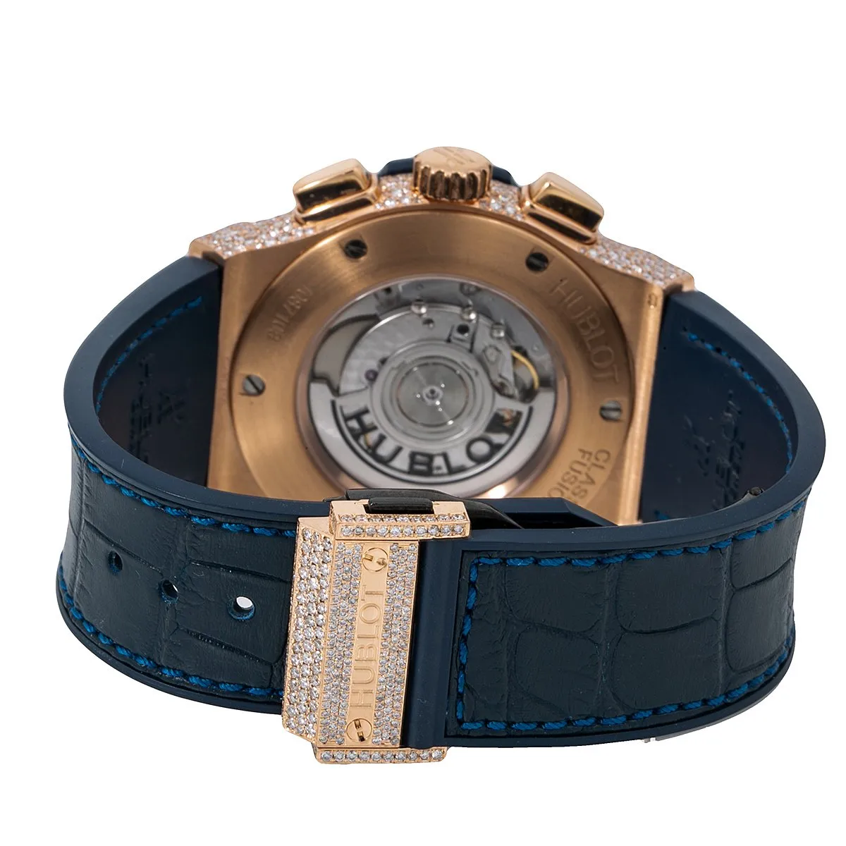 Hublot Classic Fusion 521.ox.7180.lr 45MM Blue Dial With 12.75 CT Diamonds