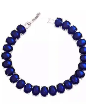 Huge 126 Ct.tw Created Royal Blue Sapphire Tennis Bracelet