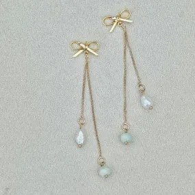 Jade & Pearl Ribbon Earrings