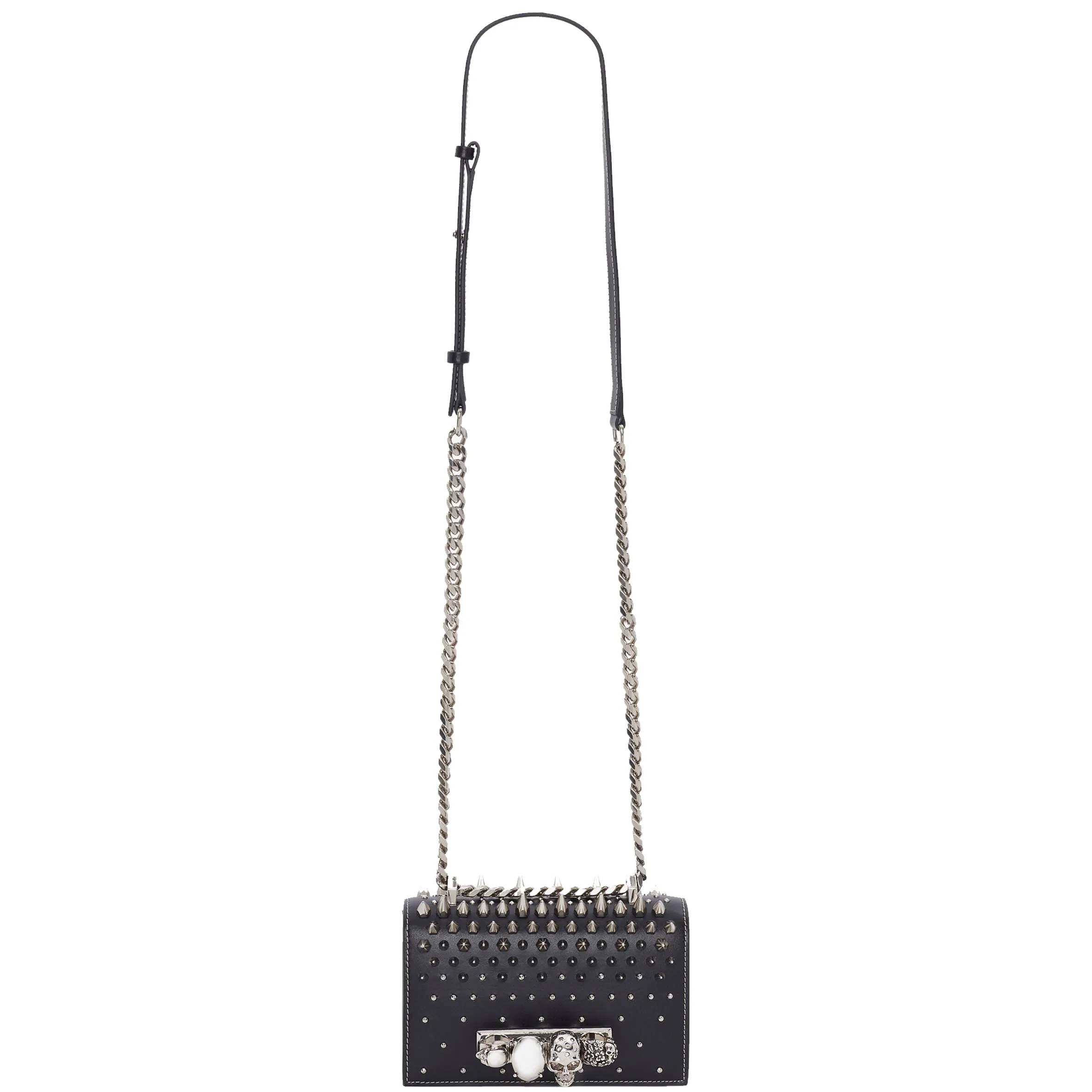 Jewelled Knuckle Satchel Mini, Black