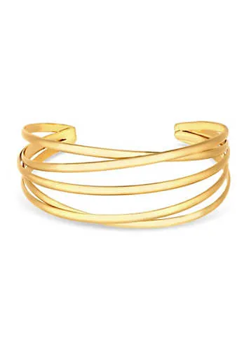 Jon Richard Recycled Gold Plated Polished Weave Cuff Bangle Bracelet | Kaleidoscope