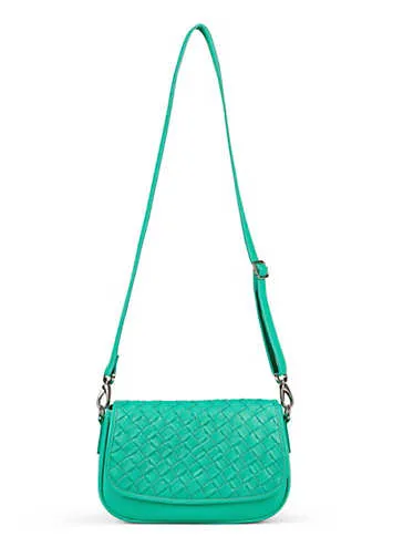 Kaleidoscope Jade Green Leather Weave Shoulder Bag