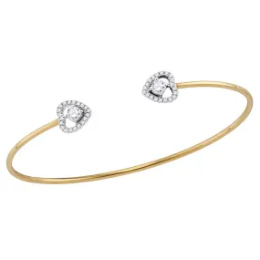 Keene Jewelers 18kt Yellow Gold Womens Round Diamond Bisected Heart Bangle Bracelet 1/2 Cttw