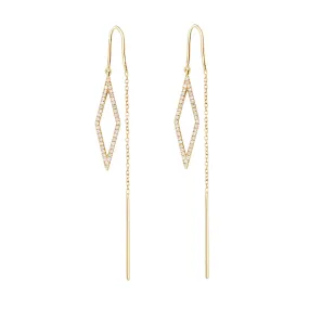 Kite Threader Earrings With Diamonds in 14k Gold