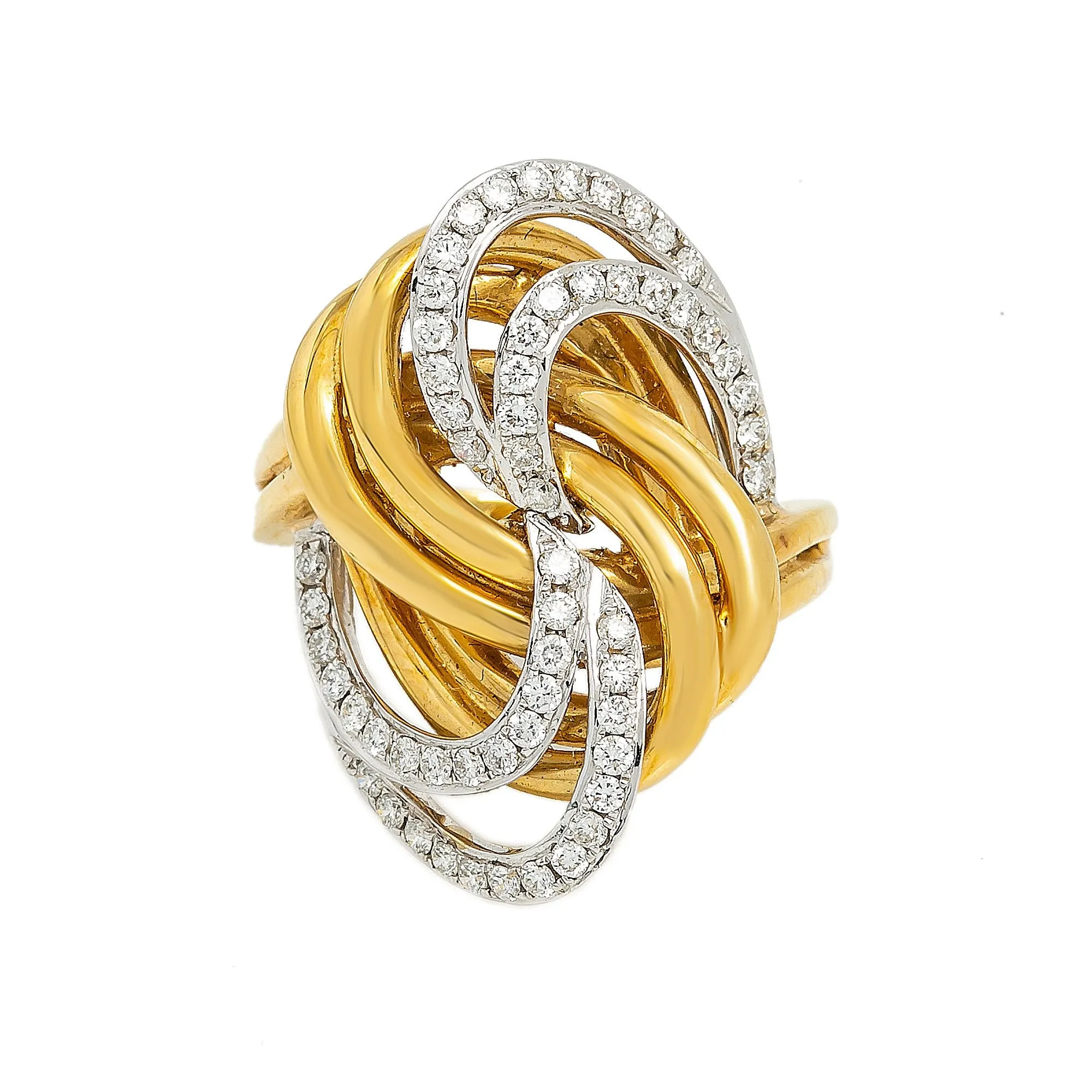 LADIES 18K YELLOW GOLD HAND RING WITH 0.60 CT DIAMONDS