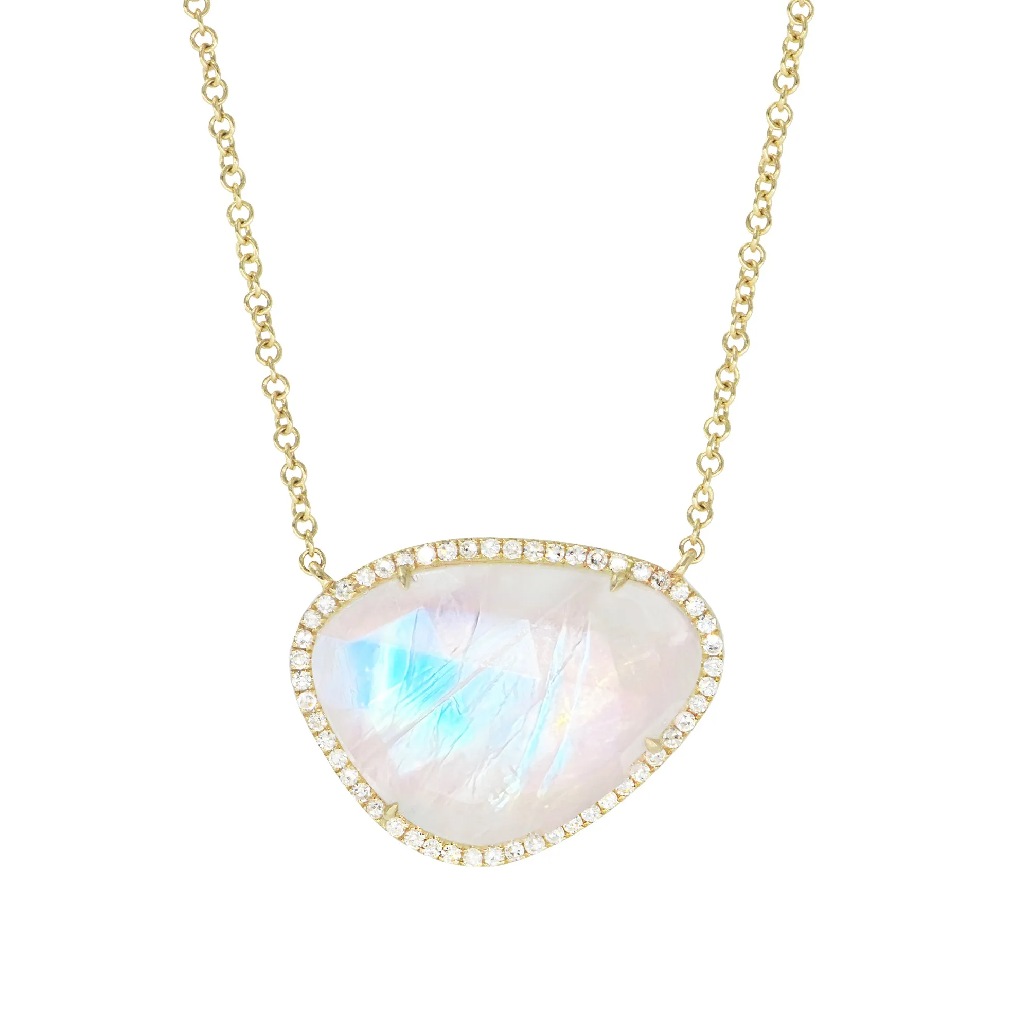 Large Moonstone Necklace With Diamonds