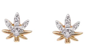 Leaf Gold and Diamonds Earrings