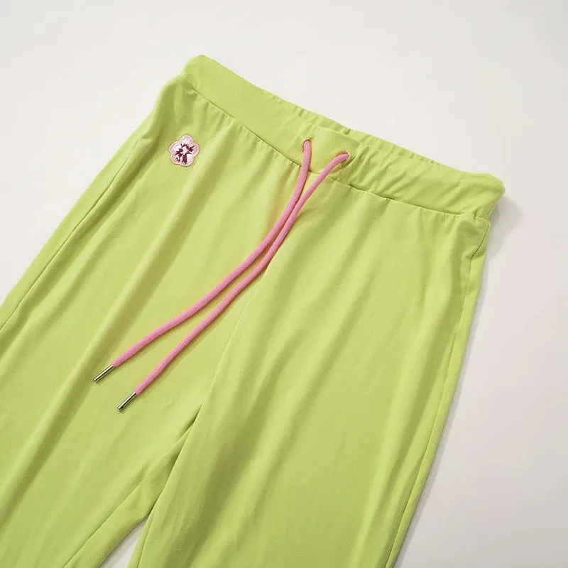 Lime Flare Drawstring Pant Set