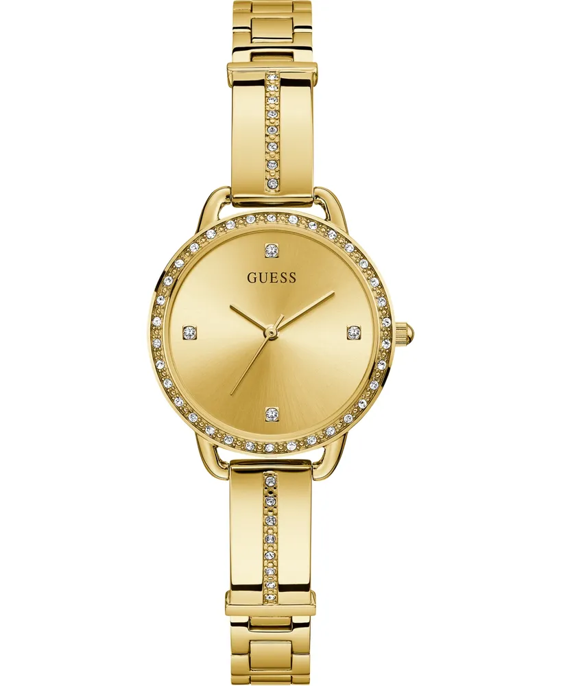 Macy's Guess Women's Gold-Tone Stainless Steel Semi-Bangle Bracelet Watch 30mm