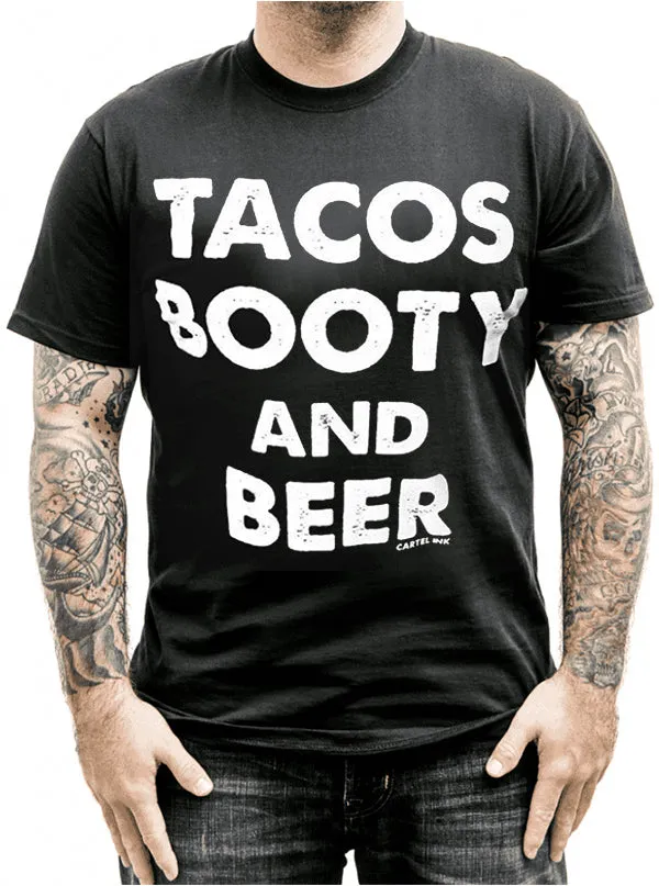 Men's Tacos Booty and Beer Tee