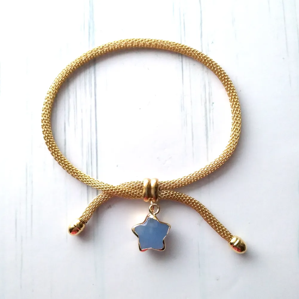 Metal Mesh Slider Bracelet With Agate Star